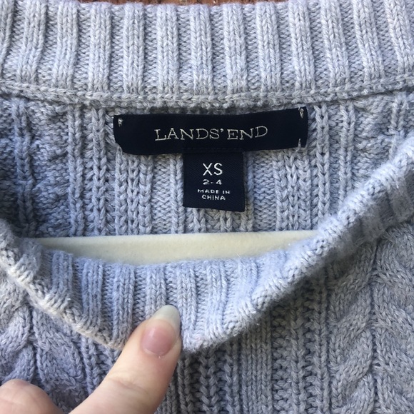 Gray lands end cable sweater - Picture 3 of 5